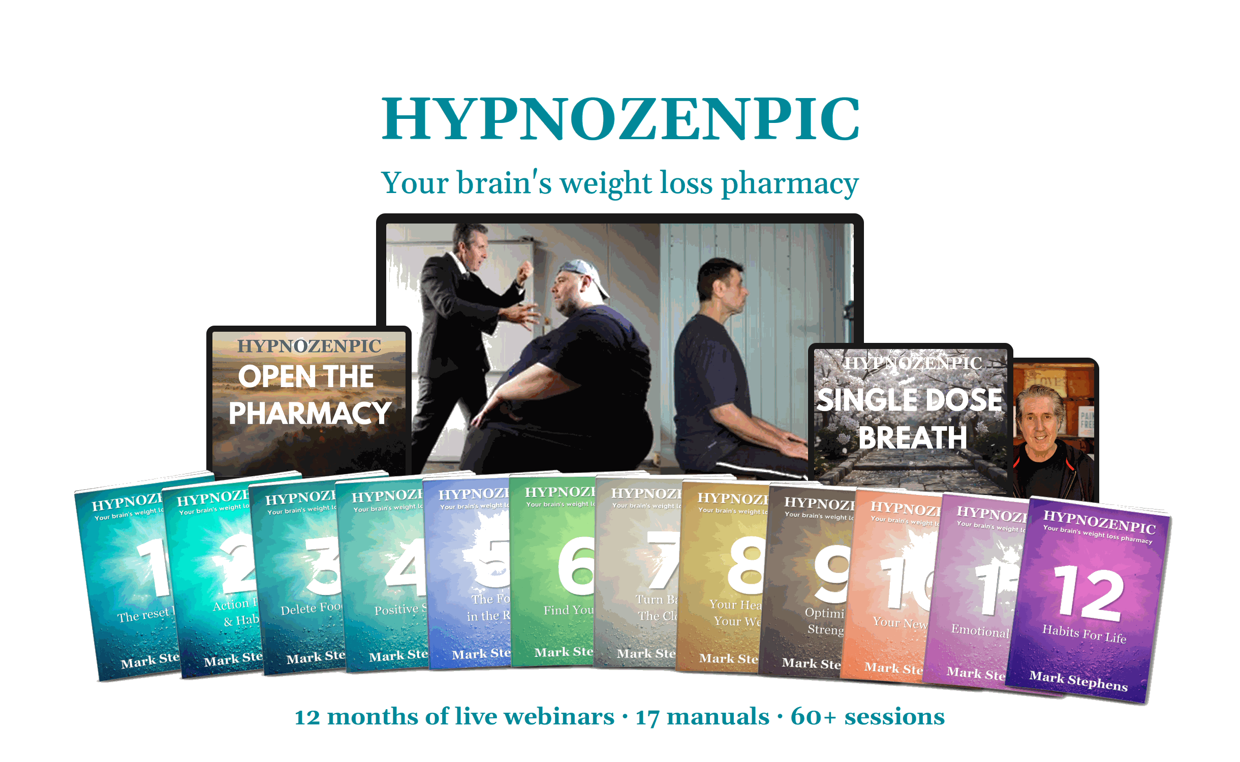 HypnoZenPic — Your brain's weight loss pharmacy: 12 months of live webinars, 17 manuals, 60+ sessions